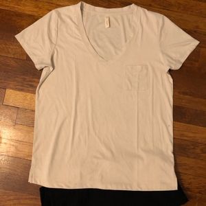 Faux Sued Short Sleeve Pocket T-Shirt